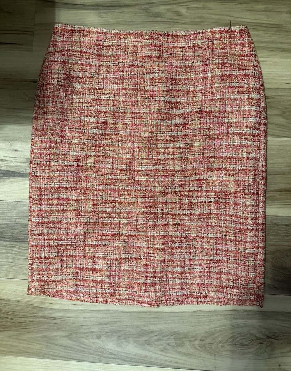Talbots Tweed Skirt Women’s Size 14 Red Pink Textured Straight Pencil Career